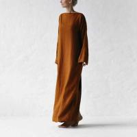 Vestido holgado de algodón de manga larga para mujer, moda informal, liso nuevo, con lazo y cordones, elegantes, otoño 2024 - details 4