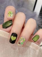 10pcs Uñas Postizas Verdes Y Multicoloras Hechas a Mano Para Mujeres Y Niñas Regalo Ideal Uñas Press on Estilo Y2K Resina - details 7