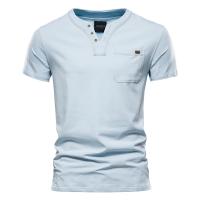 Camisetas informales de algodón para hombre del día del padre, camiseta clásica con cuello en V de Color sólido, camisetas de manga corta de alta calidad para hombre - details 8