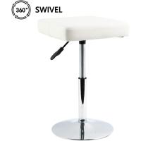 Cuadrado Cuero Silla Ocio Bar Trabajo Giratorio Ajustable en Altura Garaje sin Respaldo barbero Blanco - details 6