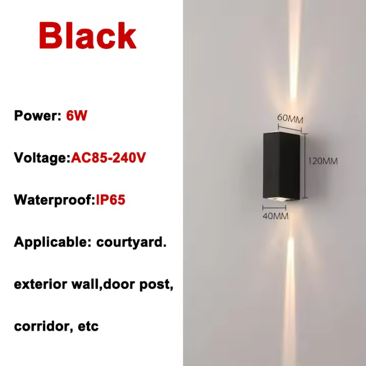 Lámpara de pared impermeable para interiores japonesa para exteriores, decoración de pasillo, puerta de jardín, porche, patio, iluminación diaria, lámpara de pared esmerilada, IP65, foco creativo de doble cabeza y lámpara de lavado de pared - 1