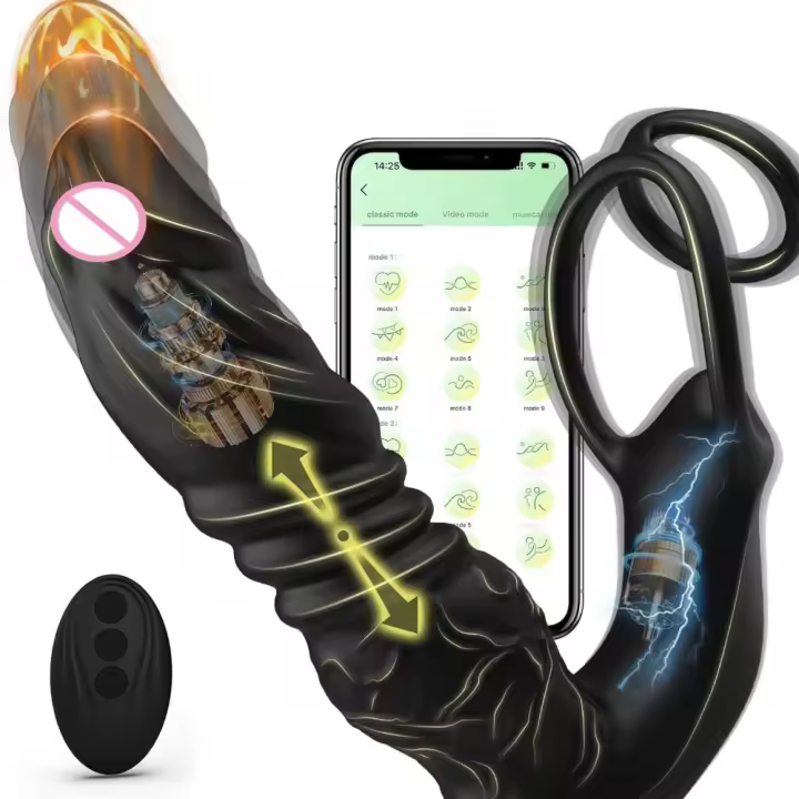 Masajeador de Próstata 5 en 1 con Control Remoto Bluetooth y Anillo para el Pene - Producto para Adultos para Mujeres - 1