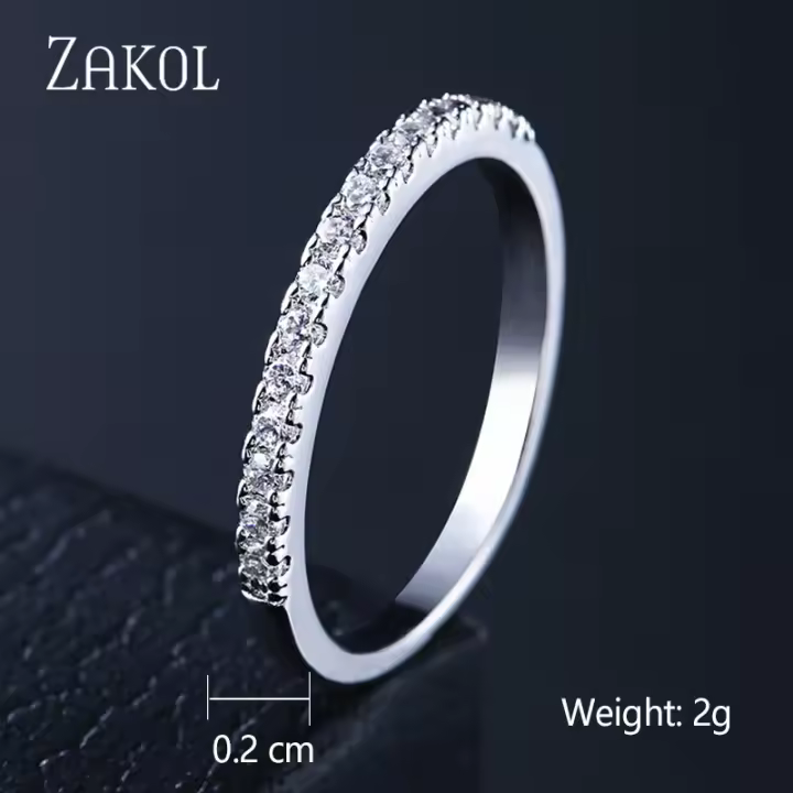 ZAKOL moda Murtilcolor Baguette anillos de circonia para mujeres Marquesa cristal hombres anillo boda fiesta joyería regalo - 1