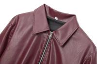 Chaqueta Bomber de Cuero Falsito para Mujer Abrigo de Invierno con Cremallera - details 4