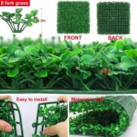 10 piezas de paneles de pared de seto de eucalipto de 25 cm, plantas de jardín verticales artificiales, decoraciones de boda de boj falso - details 1