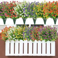 15 piezas de flores artificiales, arbustos resistentes a los rayos UV, plantas colgantes para interiores y exteriores, para decoración de fiestas en el jardín del hogar (colores mixtos) - details 1