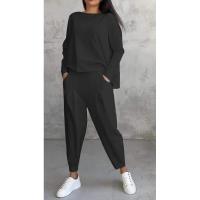 Nuevo Conjunto de manga de cuello redondo de Color sólido para mujer con pantalones largos - details 6