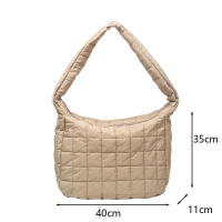 Bolso de compras de plumas de gran capacidad con hombro acolchado de algodón para mujer - details 11