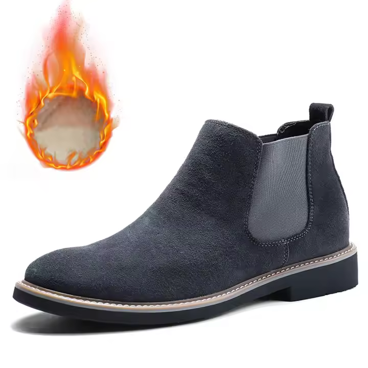 Botines Chelsea de cuero de ante de vaca para hombre, botas de Motocicleta sin cordones, informales, a la moda, primavera y otoño, novedad - 1