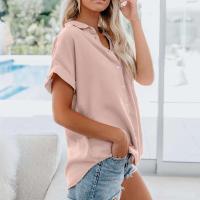 Blusa lisa de manga corta para mujer, camisa informal de un solo pecho, de moda - details 54