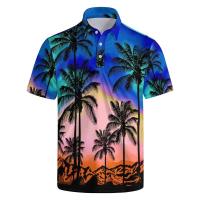 Polo hawaiano 3D para hombre, camiseta de manga corta con estampado de plantas Trcale de verano, camiseta casual con cuello y botones - details 10