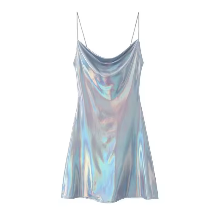 Ropa de mujer europea y americana, francesa, mini vestido de metal con tirantes brillantes 1165152 - 1
