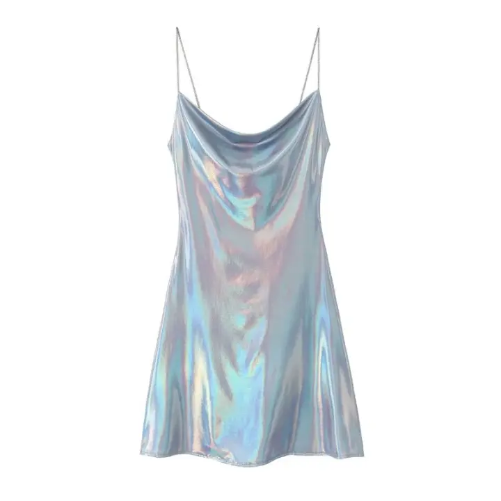 Ropa de mujer europea y americana, francesa, mini vestido de metal con tirantes brillantes 1165152 - 1