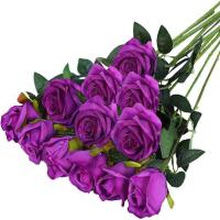 Centro de mesa de noche con rosas rojas coloridas, arreglo Floral artesanal, decoración del Día de San Valentín, ramo de rosas falsas nupciales, 1 unidad - details 7