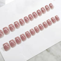 Uñas Postizas De Ballet Francés Minimalista Sonrisa Gato Cortas 24 Piezas + 1 Pegamento + 1 Linterna De Uñas Material Resina - details 1