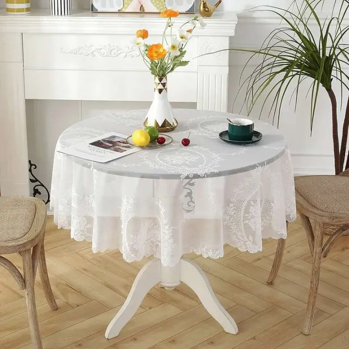 Decoración de boda circular a cuadros blancos, manteles Ense, manteles rectangulares para fiestas de cumpleaños y mesa central - 1