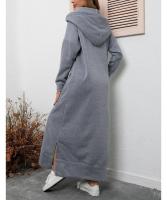 Vestido de Midi para Mujer con Capucha Moda 2025, Tejido Mixto, Estilo Informal, Suelto, Sudadera - details 3
