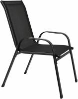 Juego de 4 sillas de exterior apilables para patio, silla de comedor de textileno, estructura de metal apilable, peso de carga 150 kg, negro, marrón, gris - details 2