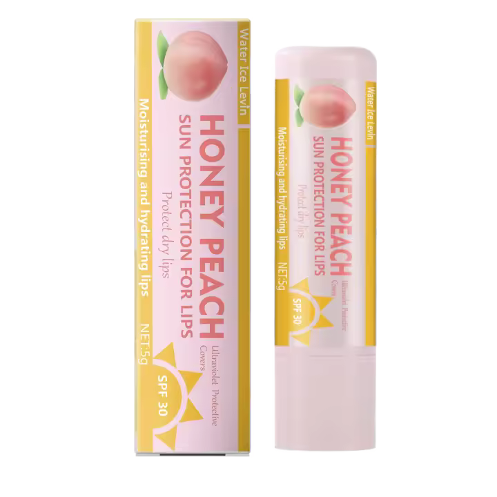 Bálsamo labial protector solar de melocotón y plátano SPF 30 UVA protege los labios Bálsamo labial incoloro hidratante - 1
