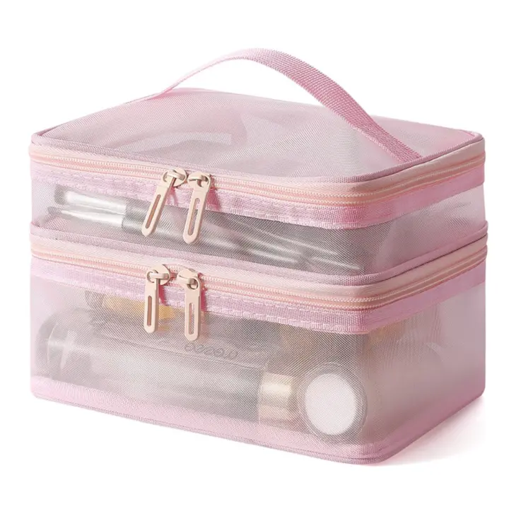 Bolsa de almacenamiento transparente de Doble Capa, Bolsa de Cosméticos de viaje de gran capacidad - 1