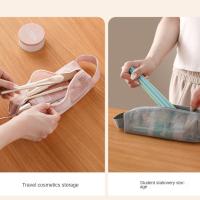 Neceser de malla con asa práctica, bolsa de almacenamiento de artículos de tocador plegable y transpirable, bolsa de maquillaje ligera, bolso de lavado para niñas - details 14