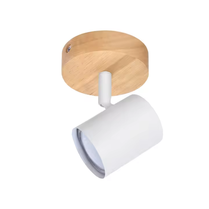 CBJKTX Luz de techo LED de 1 llama Luz de techo GU10 blanca Foco giratorio Luz de pared de madera Foco de pared para dormitorio Sin - 1