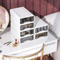 Cajones de almacenamiento de plástico, cajón grande antideslizante para escritorio, papelería, armario blanco apilable para documentos y artículos diversos, 2 uds. - details 2