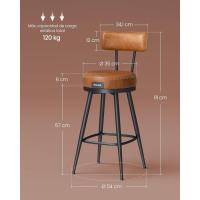 Taburetes de Bar, Sillas Giratorias de Barra con Respaldo, Cuero Sintético con Costuras, - details 4