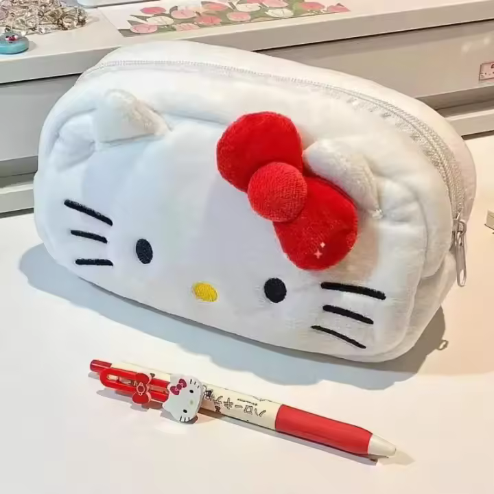 Funda de Lápices de Peluche Hello Kitty Bolsa de Almacenamiento de Papelería Grande para Estudiantes Bolsa de Maquillaje Kawaii para Niñas Regalo de Fiesta Perfecto - 1