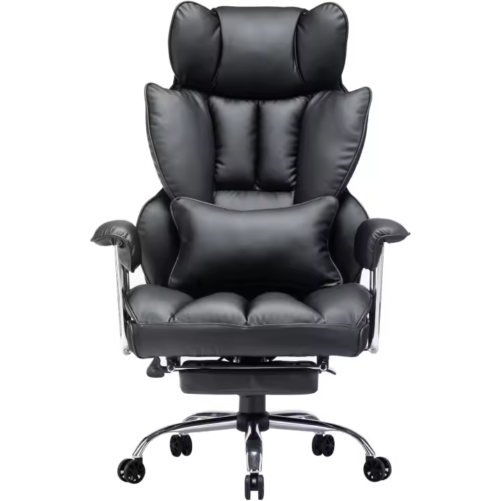 Silla de Oficina de Cuero PU Gran Escritorio con Resalto Alto y Gira Ejecutiva con Resalto de Espalda y Soporte Lumbar - 1