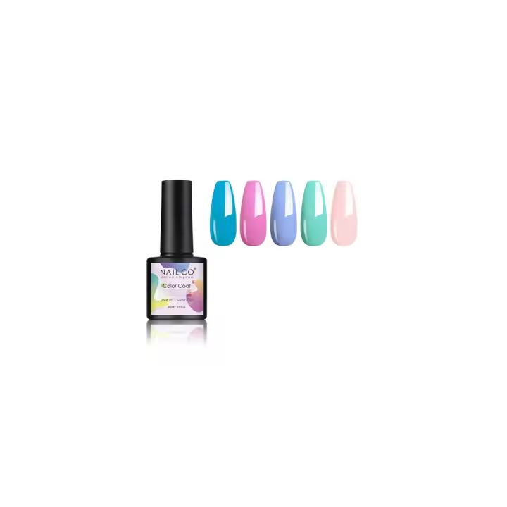 NAILCO-set de 5 esmaltes en Gel para uñas, laca en Gel para manicura artística, UV, colores rosa y rojo, 8ml - 1