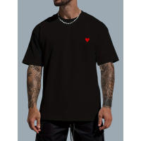 Camiseta de Hombre 100% Algodón Estampado Gráfico de Corazón Manga Corta Cuello Redondo - details 0