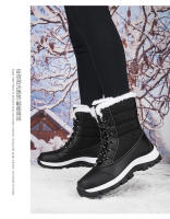 Zapatos de algodón de tubo de invierno, botas largas negras para mujer, botas de nieve cálidas y de forro polar grueso para exteriores, talla grande 42 para mujer - details 17