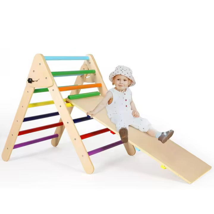 Set Triangular 2 en 1, Juguetes de Escalada para Bebés, Parque Infantil Interior, Juguetes de Escalada Plegables para Niños Pequeños, de Madera para Mayores de 2 Años, Gimnasio Infantil - 1