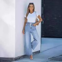 Jeans de Pierna Ancha de Cintura Alta Pantalones Sueltos con Cintura Elástica para Mujeres - details 0