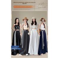Pantalones de Pierna Ancha de Tencel Encaje Alto Cintura, Ajuste Suelto, Estilo de Verano, Mangas Largas - details 2