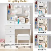Maquillaje de Luces 10 Brillo Ajustable Espejo Grande con 6 Cajones Morno Blanco 80x36x131 cm - details 12