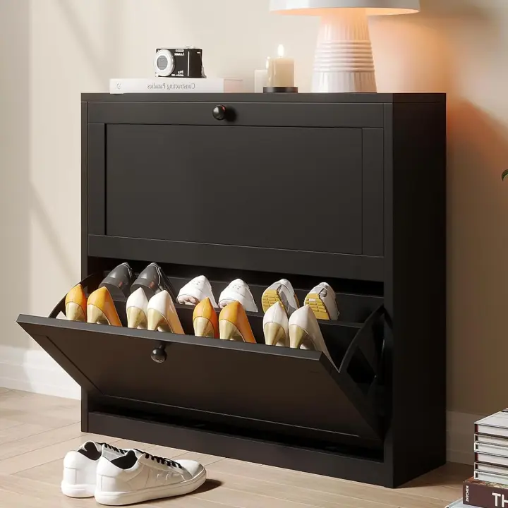 Zapatero de Madera Blanco Diseño Estrecho de 80x24x80cm Ideal para Entradas Estrechas y Pasillos - 1