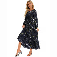 2024 mujeres Maxi vestido Casual de manga larga de cintura alta playa Mujer vestidos de gasa vestidos florales Mujer nuevo - details 17