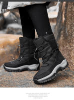 Botas de nieve impermeables para mujer, botines de piel cálida, con plataforma, color negro, a la moda, Invierno - details 15