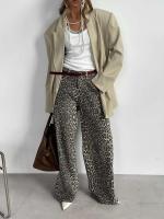Pantalones de Pierna Ancha y Estampado de Leopardo Cintura Alta, Ajuste Suelto, Comodidad y Calidad - details 5