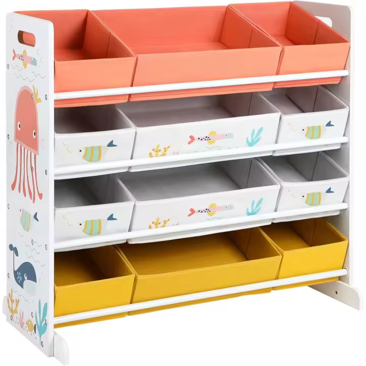 Estantería de Juguetes para Niños Organizador de 12 Cajas de Tela No Tejida - 1