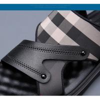 Sandalias de piel auténtica para hombre, chanclas de playa con amortiguación de aire, de diseñador, con hebilla, envueltas en el tobillo, de marca - details 15
