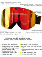 Gafas magnéticas polarizadas de doble capa para hombre y mujer, lentes de esquí antiniebla, UV400, para Snowboard, novedad de 2024 - details 10