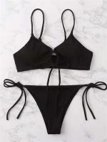 Bikini brasileño liso para mujer, conjunto sexy de 2 piezas con cintura Ba, traje de baño de playa, ropa de playa 2024 - details 12