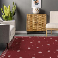 RYBHOME Alfombra de Puerta Vintage con Patrón de Copos de Nieve Alfombra de Área Suave 100% Poliéster para Bajo la Mesa de Cocina, Dormitorio, Lavable - details 0