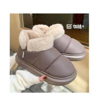 Botas de nieve cortas con nudo de lazo para mujer, zapatos de invierno de felpa y aislamiento, impermeables, de algodón, para el hogar - details 26