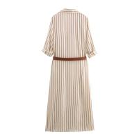 Nueva ropa de mujer europea y americana, con bolsillos de cinturón y vestido midi a rayas 5029068 - details 2