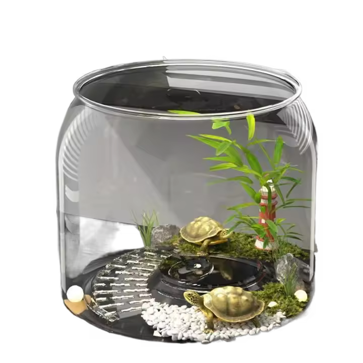 Tanque de peces redondo transparente de lujo ligero, pecera de plástico resistente a caídas, tanque de visualización decorativo antirotura para el hogar - 1