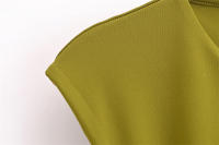 Vestido Midi Cortado Verde para Mujer OUWU Vestido Largo Sin Mangas para Primavera y Verano - details 7